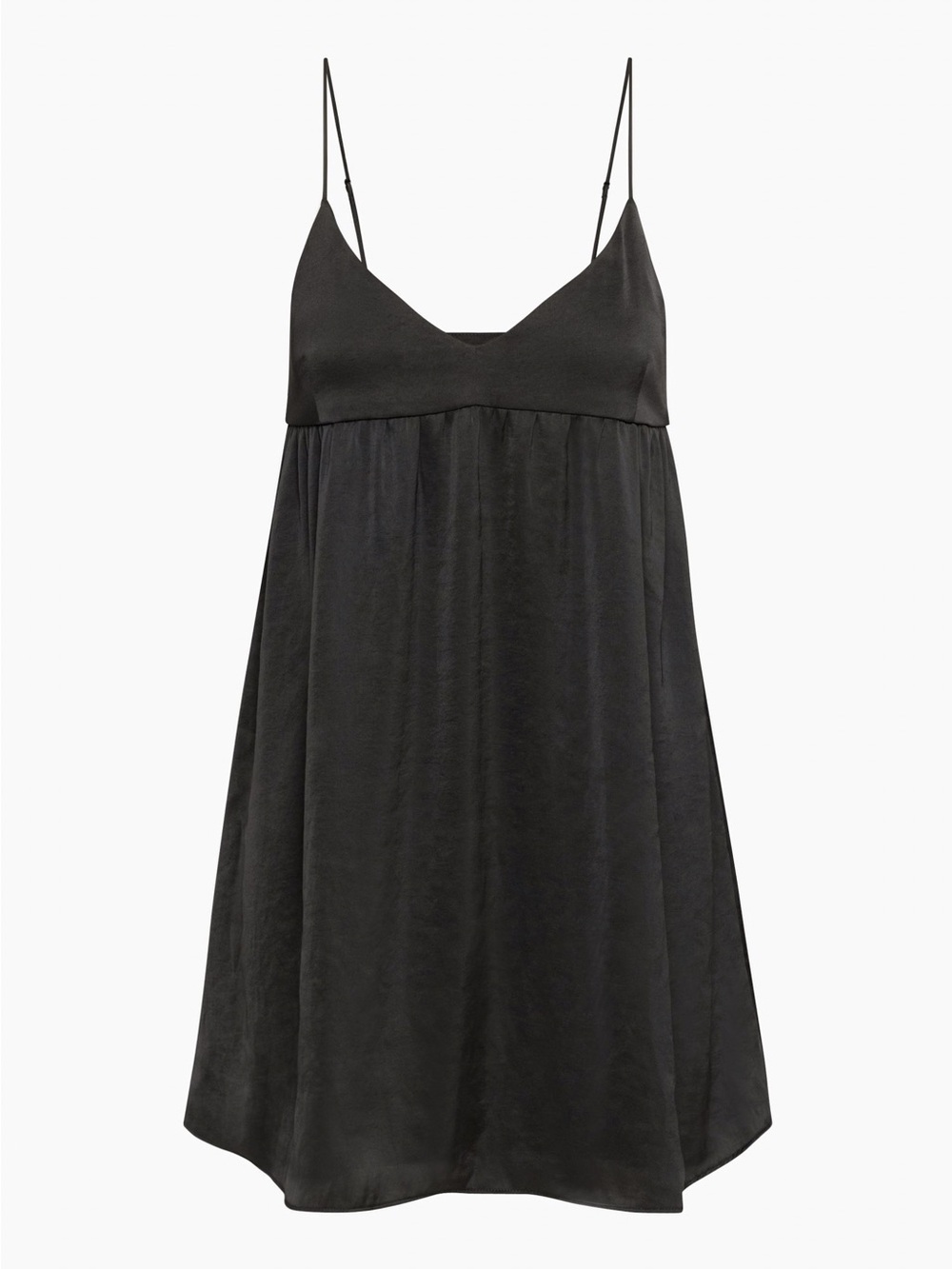 Wilfred Black Satin Mini Dress with Spaghetti Straps